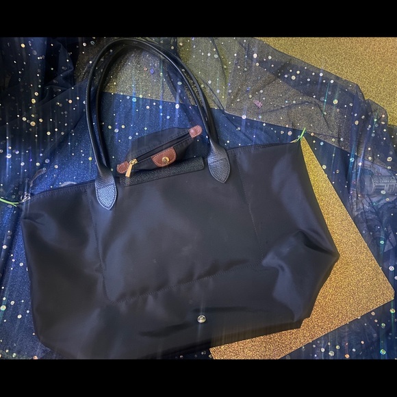 LONGCHAMP MONOCHROM ALL-BLACK Frm TUNISIA GORG Bag LUX RARE GENUINE SLEEK Lrg - Picture 6 of 16